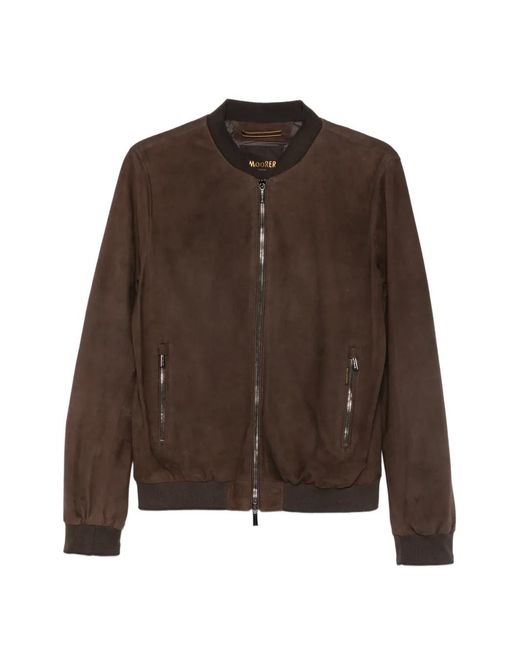 Moorer Blue Suede Bomber Jacket for men
