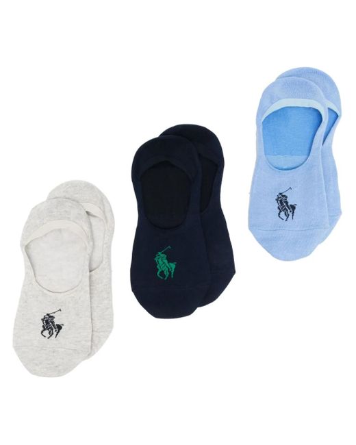 Polo Ralph Lauren Blue Three-Pack No Show-Foot Socks for men