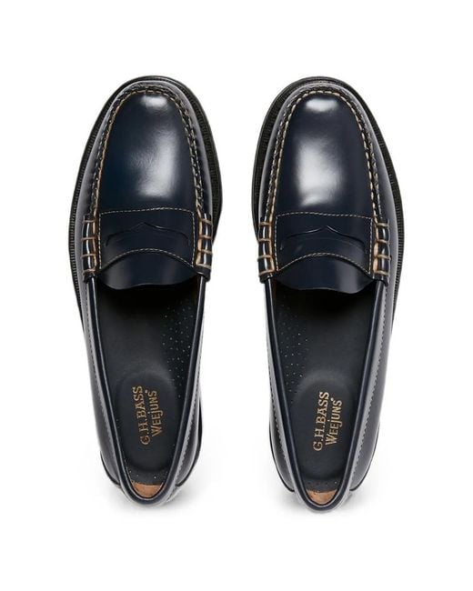 G.H.BASS Black Weejuns Larson Leather Loafers for men