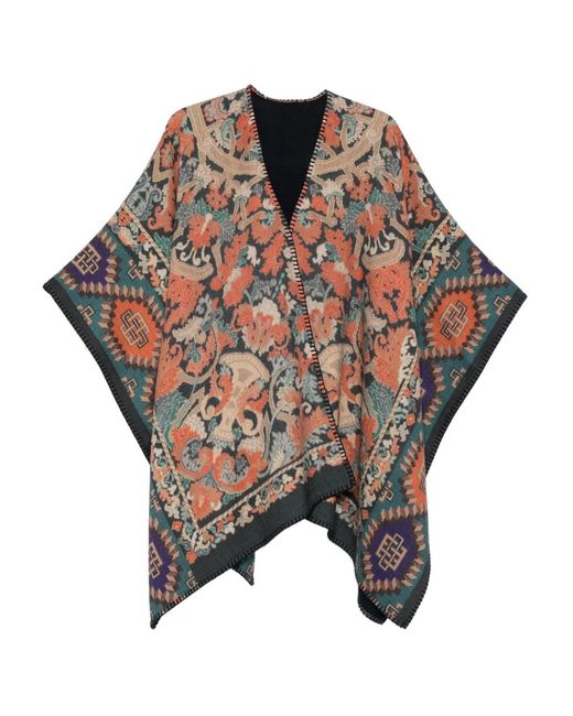 Pierre Louis Mascia Blue Patterned Wool Cape