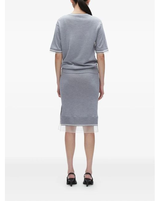 3.1 Phillip Lim Gray Knot-Detail Merino Midi Dress