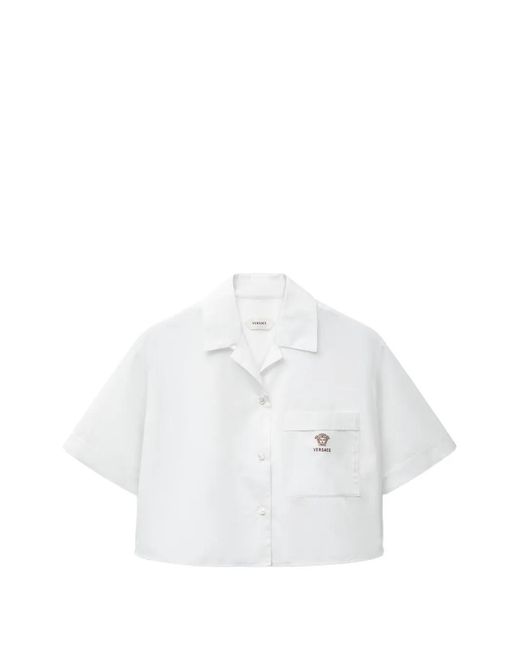 Versace White Chemise En Popeline De Coton
