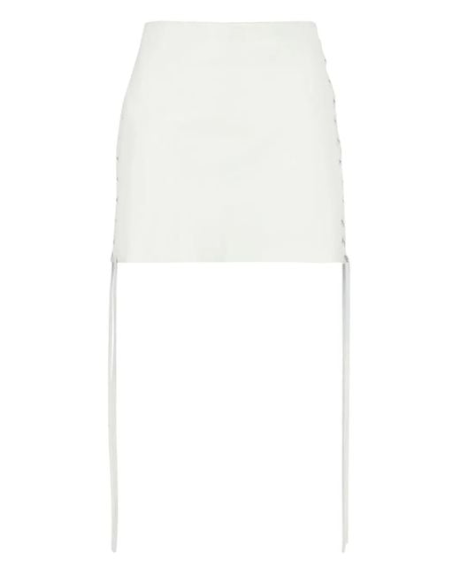Salvatore Santoro White Lace-Up Mini Skirt