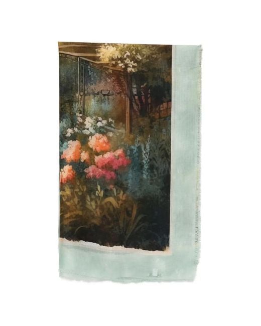 D'Aniello Green Écharpe À Fleurs