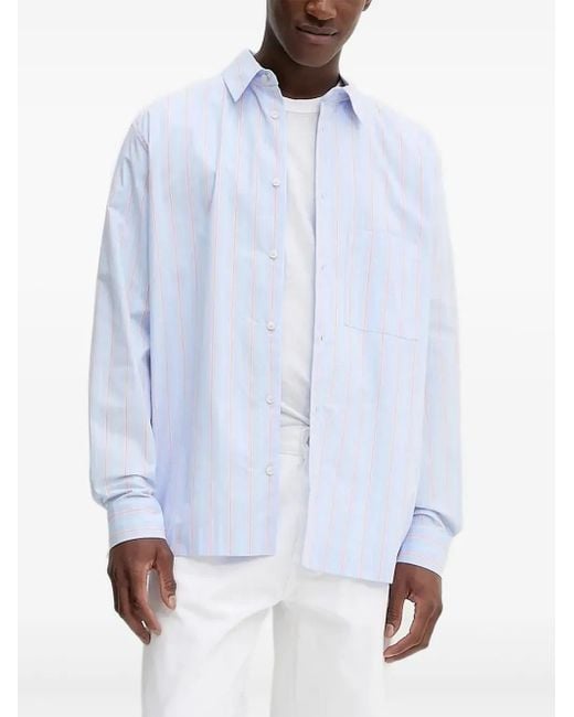 Won Hundred White Stripe-Pattern Shirt for men