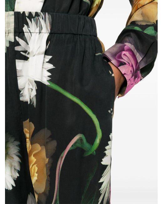 Stine Goya Black Floral-Print Trousers