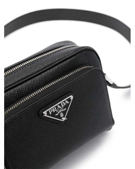 メンズ Prada ロゴ メッセンジャーバッグ Black