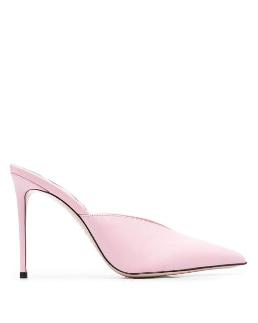 Le Silla Pink 105mm Pointed Leather Mules