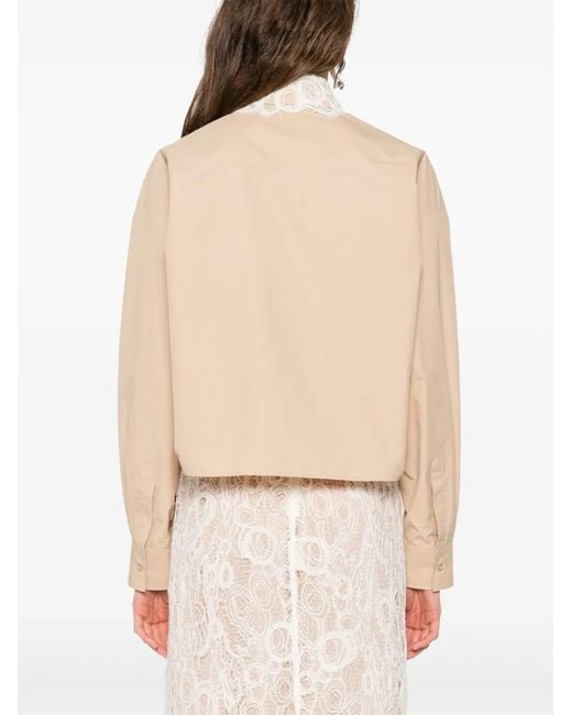 Fabiana Filippi Natural Lace-Collar Cotton Shirt