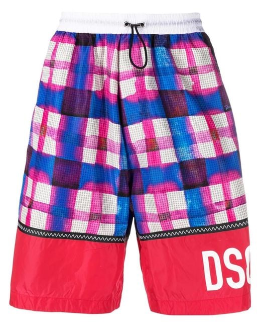 DSquared² Red Panelled-Design Deck Shorts for men