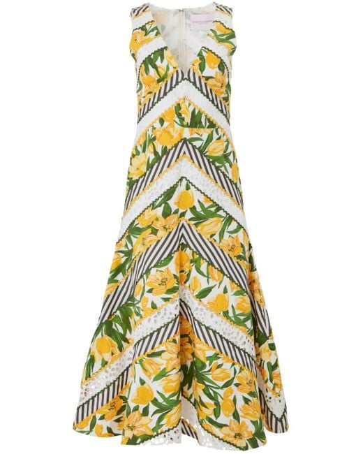 Jupe mi-longue à design patchwork Carolina Herrera en coloris Yellow
