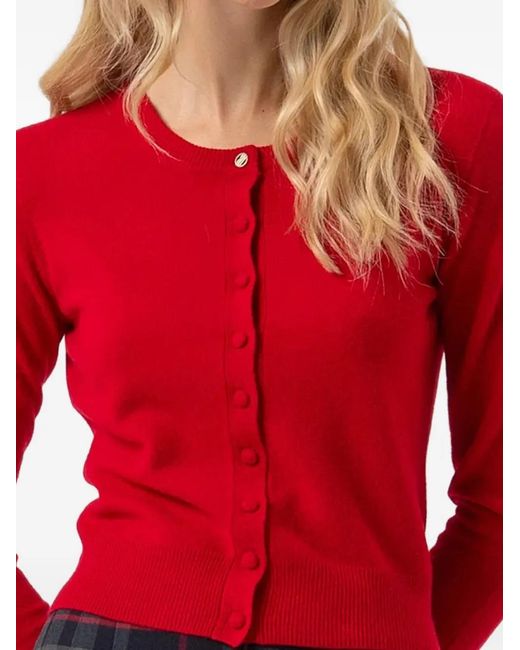 Fracomina Red Buttoned Long-Sleeves Cardigan