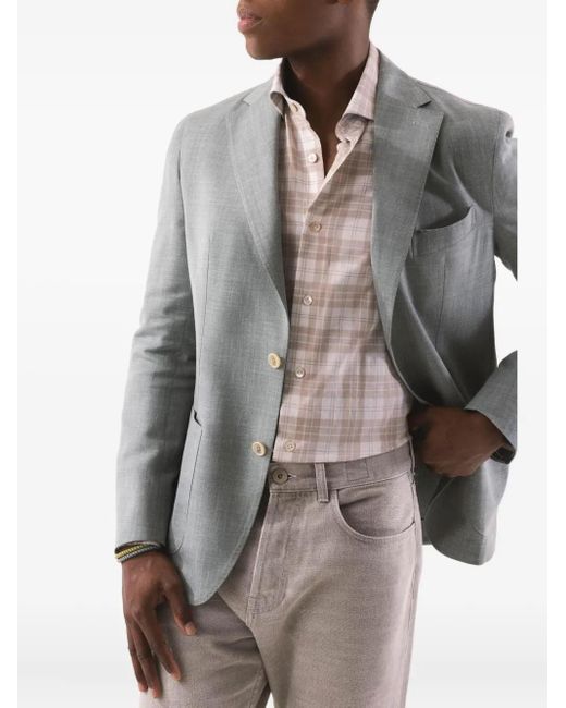 Eleventy Gray Single-Breasted Patch-Pocket Blazer for men
