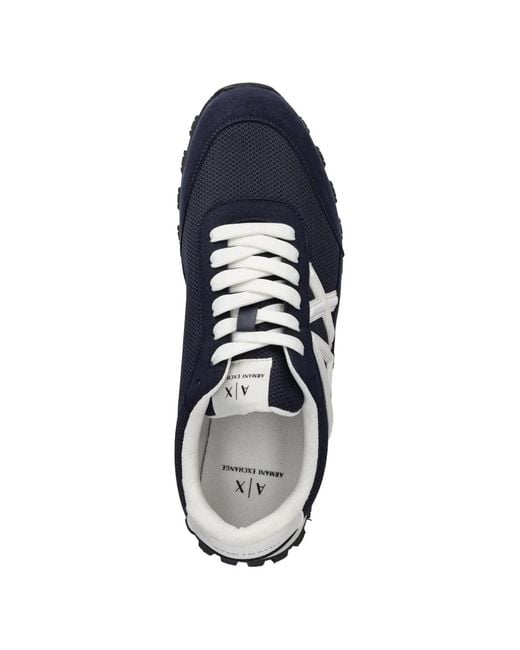 ARMANI EXCHANGE Blue Logo-Detail Sneakers for men