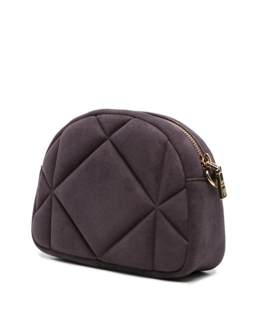 Love Moschino Gray Quilted Logo-Plaque Crossbody Bag