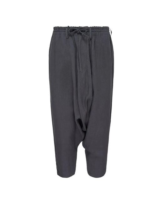 Yohji Yamamoto Gray Drop-Crotch Sarouel Trousers for men
