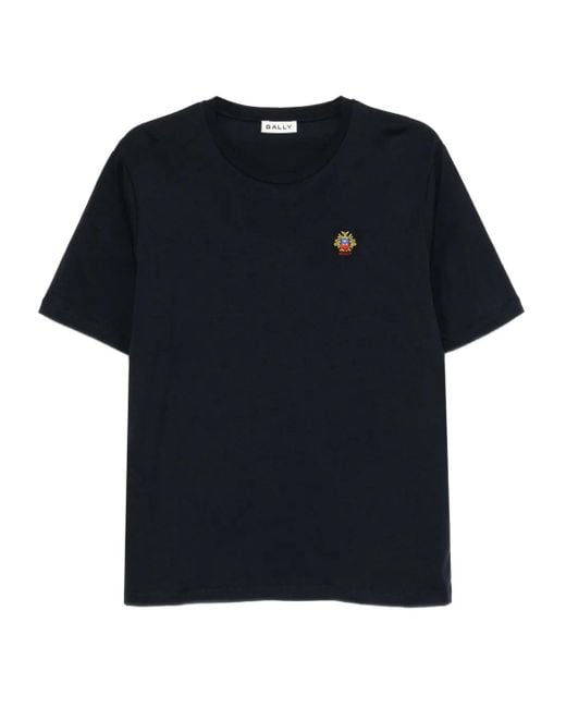 Bally Black Embroidered-Logo T-Shirt for men