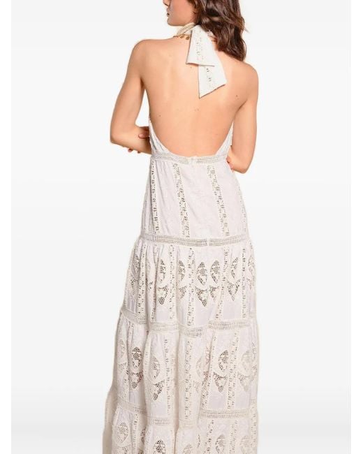 Johanna Ortiz White Luz Tropical Halter-Neck Maxi Dress