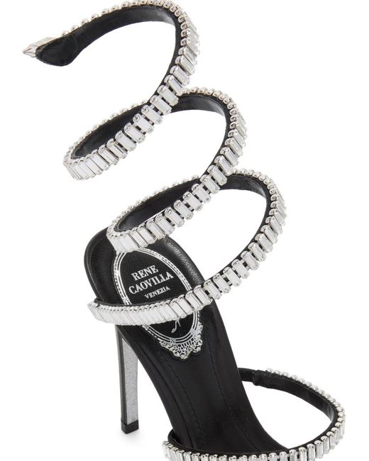 Rene Caovilla White Cleo Crystal-Embellished Sandals