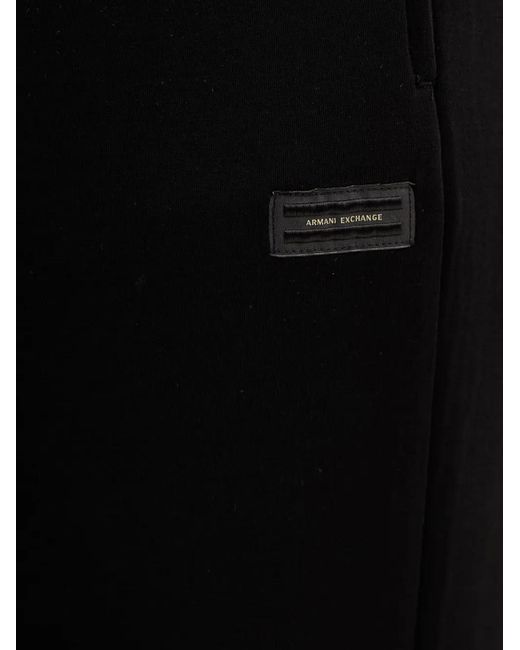 ARMANI EXCHANGE Black Logo-Patch Drawstring Track Pants