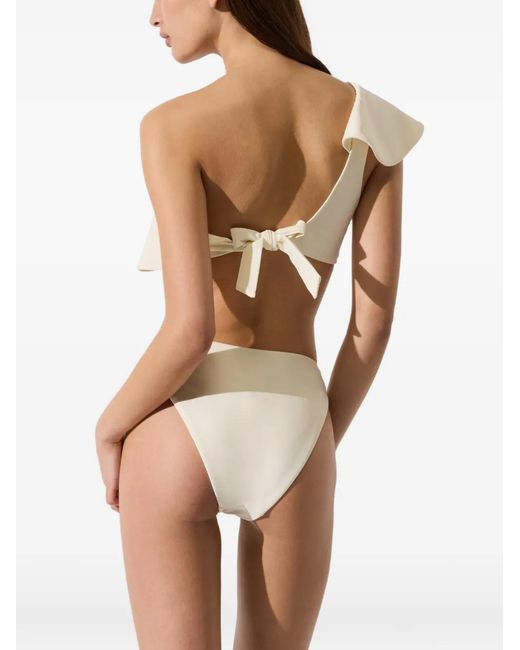 Karl Lagerfeld White Ruffled One-Shoulder Bikini Top