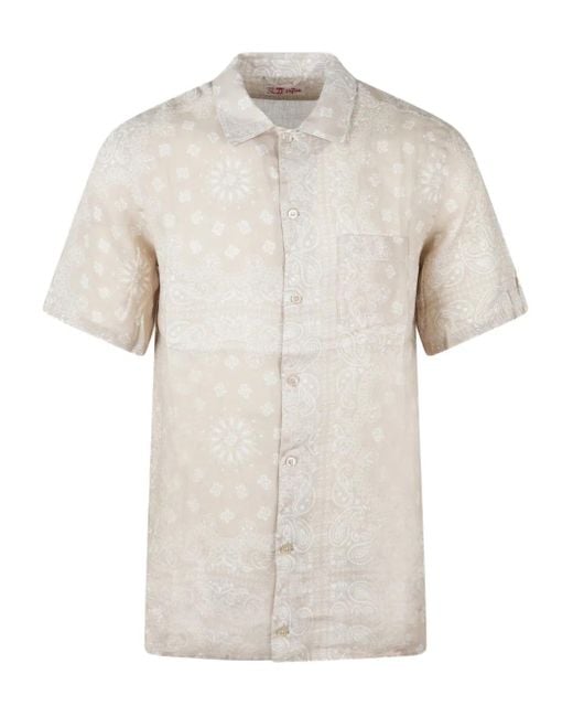 Mc2 Saint Barth White Bandana-Print Short-Sleeve Shirt for men
