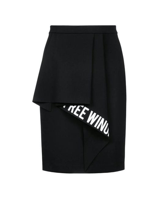 Off-White c/o Virgil Abloh Black Slogan-Print Ruffled-Detail Mini Skirt