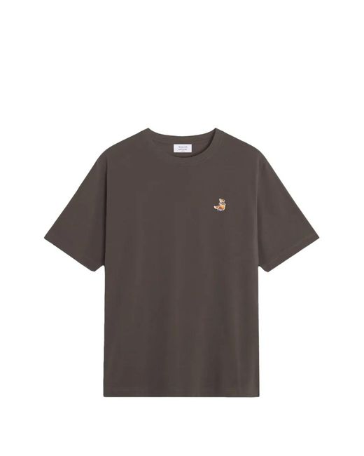 Maison Kitsuné Gray Embroidered T-Shirt for men