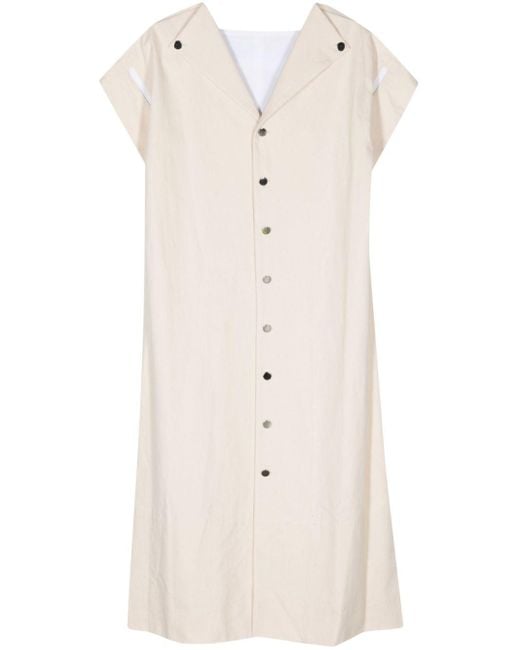 Plan C Natural Spread-collar Cotton Maxi Dress
