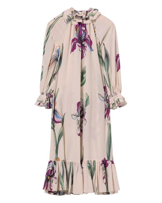 LaDoubleJ Pink Jude Floral-Print Midi Dress