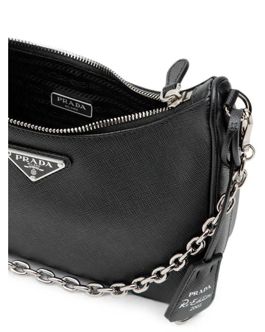 Prada Black Re-Edition 2005 Saffiano Leather Shoulder Bag