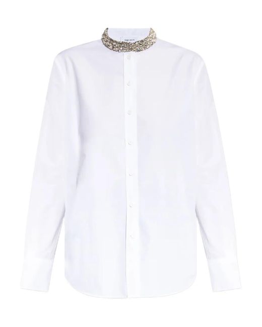 McQueen White Crystal-Embellished Cotton Shirt