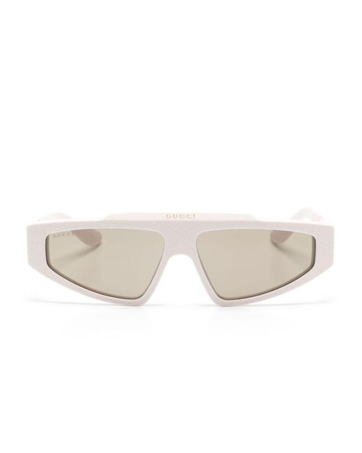 Gucci White Biker-style Frame Sunglasses for men