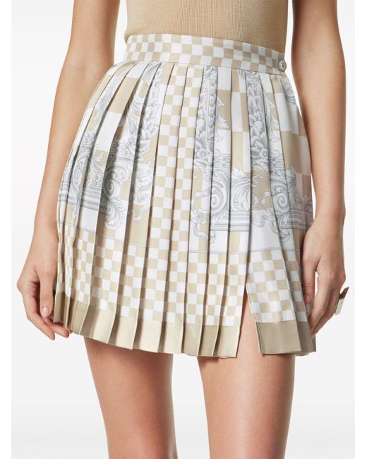 Versace Natural Checkered Pattern Skirt