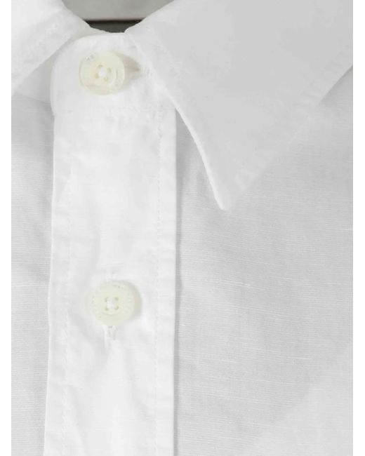 Canali White Embroidered-Pocket Shirt for men