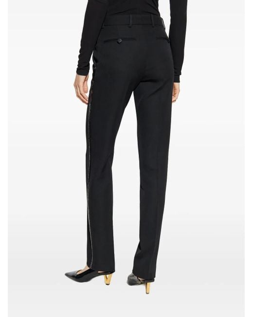 Versace Black Embellished-Trim Tailored Trousers