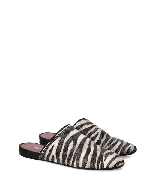 Premiata Black Zebra-Pattern Mules