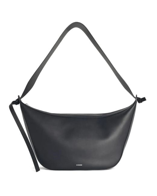 Jil Sander Black Knotted Leather Shoulder Bag for men