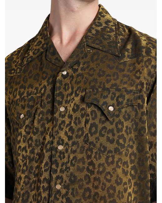 Needles Green Leopard-Print Shirt for men