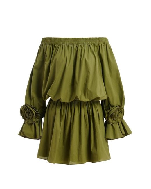 Essentiel Antwerp Green Rosette-Embellished Mini Dress