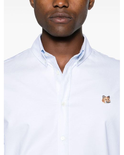 Camicia con motivo Fox di Maison Kitsuné in White da Uomo