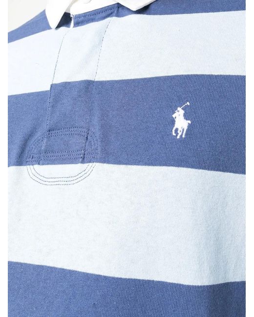 Polo Ralph Lauren Blue Striped Long Sleeve Polo Shirt for men