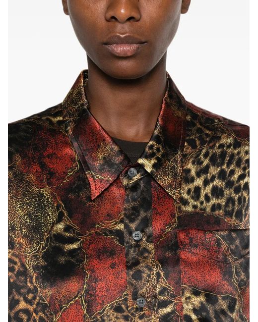 R13 Brown Leopard-Print Button-Down Shirt