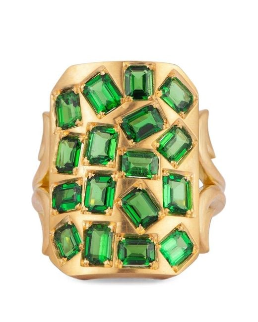 Sylva & Cie Green Ten Table Tsavorite Ring