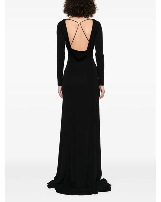 Elisabetta Franchi Maxi-Jurk Met Hoge Hals in het Black
