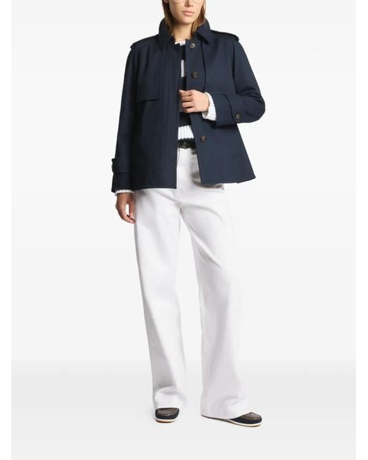 Fay Blue Buttoned Trench Jacket