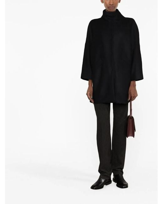 Herno Black High-Neck Single-Breasted Coat