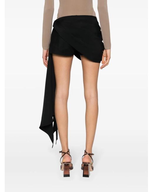 Mugler Black Scarf-detail Mini Shorts