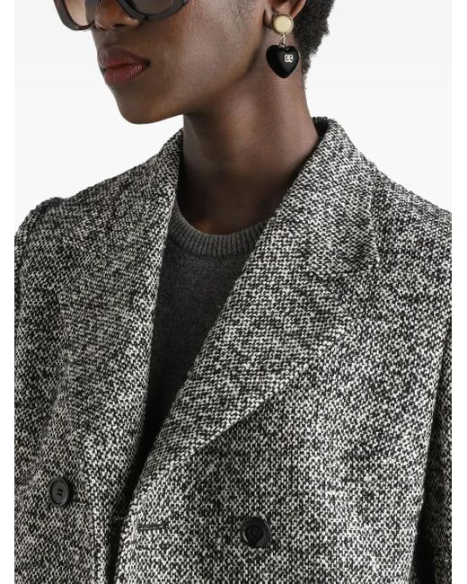 Dolce & Gabbana Gray Double-Breasted Tweed Jacket