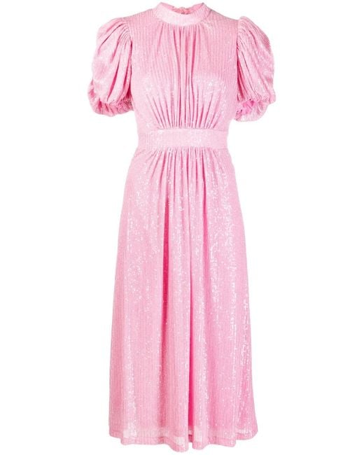 ROTATE BIRGER CHRISTENSEN Pink Noon Sequinned Plissé Dress
